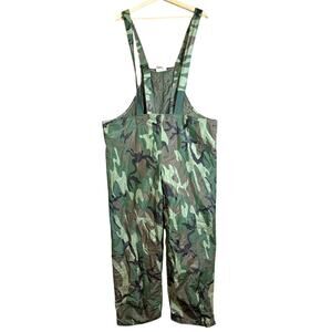 Rotch Green Camo PVC Quilted Overalls Fishing Pants Size L Large Waterproof